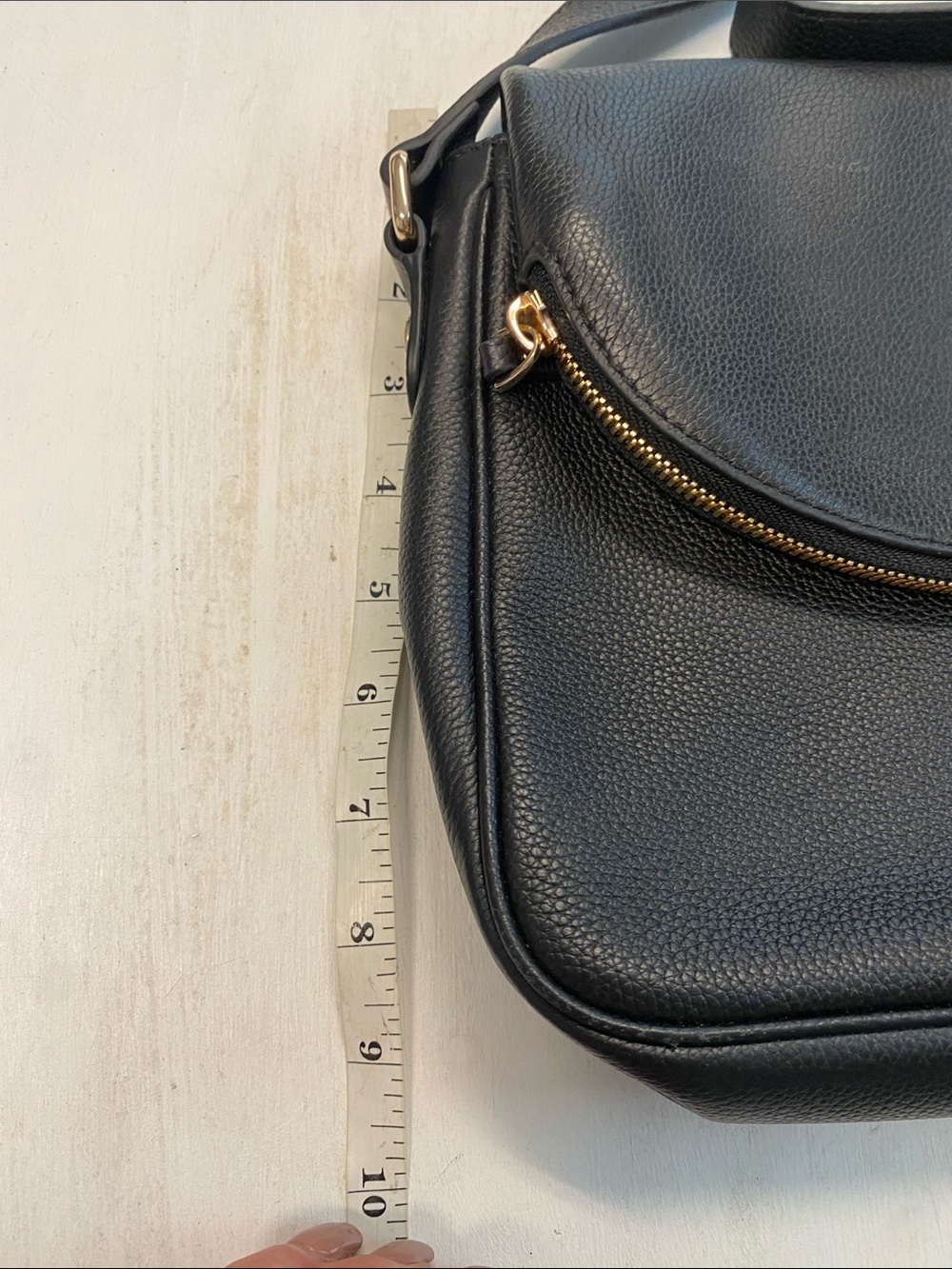 Quince Black Italian Leather Crossbody Bag with Gold Hardware Crossbody - Picture 6 of 10
